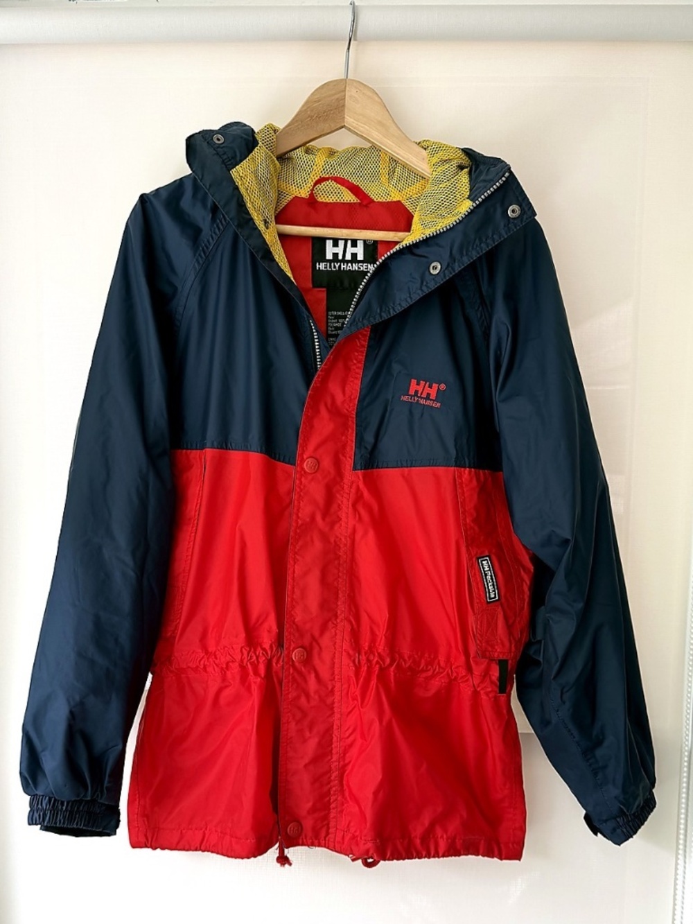 Helly Hansen Packable Hooded Rain Jacket XS Red Navy Windbreaker